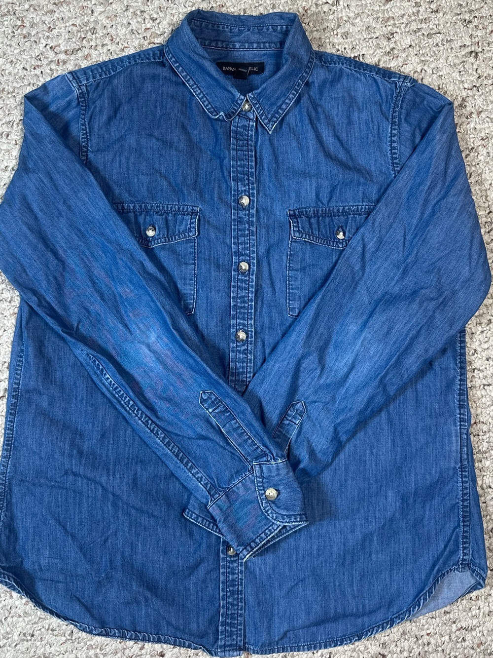 Banana Republic Button Down Top Denim Blue Size Medium - Picture 6 of 6